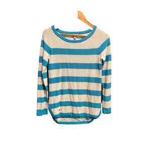 Lilly Pulitzer Light Blue and White Paige Striped Knit‎ Women's Sweater Size S